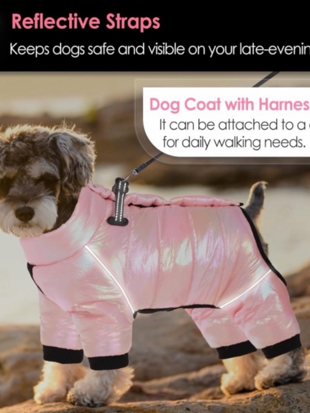 Waterproof Dog Zip Up Snowsuit Jacket With Fleece Lining Size Small